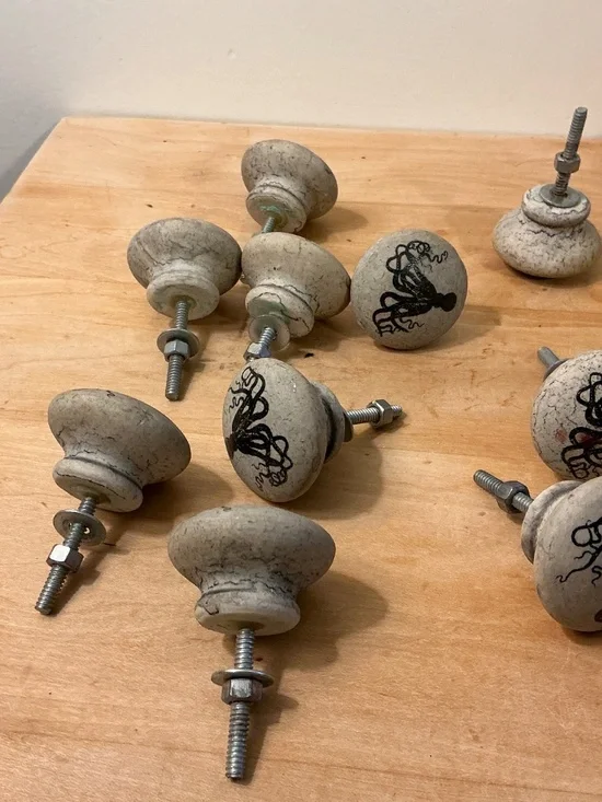 Octopus Skull Coastal Concrete Cabinet Knobs Drawer Knobs and Pulls 1.5” - Picture 3 of 3